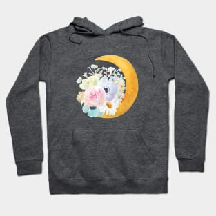 moon and  flowers arrangement watercolor Hoodie